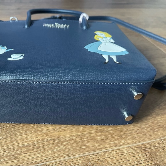 KATE SPADE-NWT Alice In Wonderland Navy Leather Handbag - Picture 13 of 16